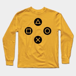 Play with Playstation Controller Buttons (Black and White) Long Sleeve T-Shirt